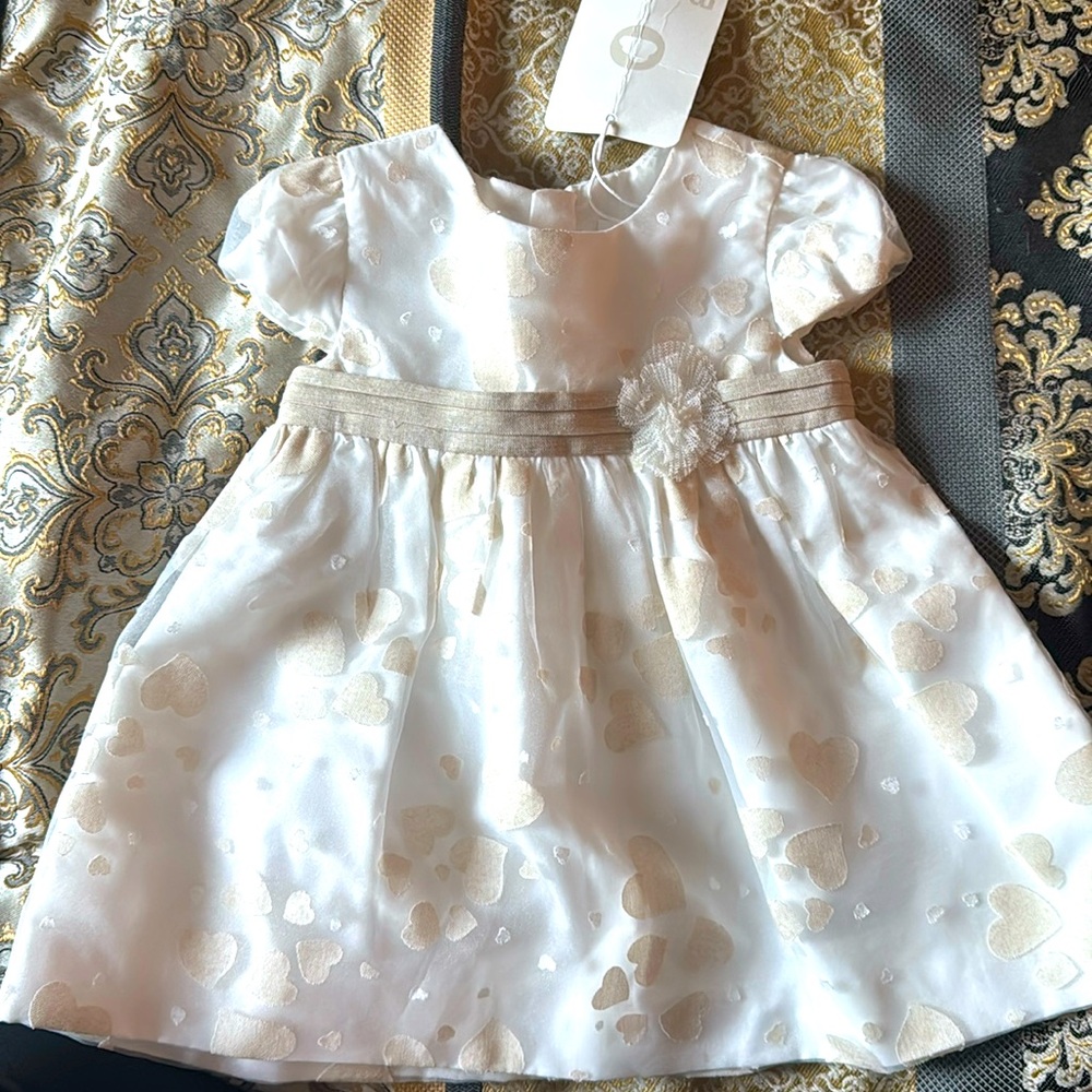 Mayoral Cream Puff Sleeve Sundress - Size 4-6 months